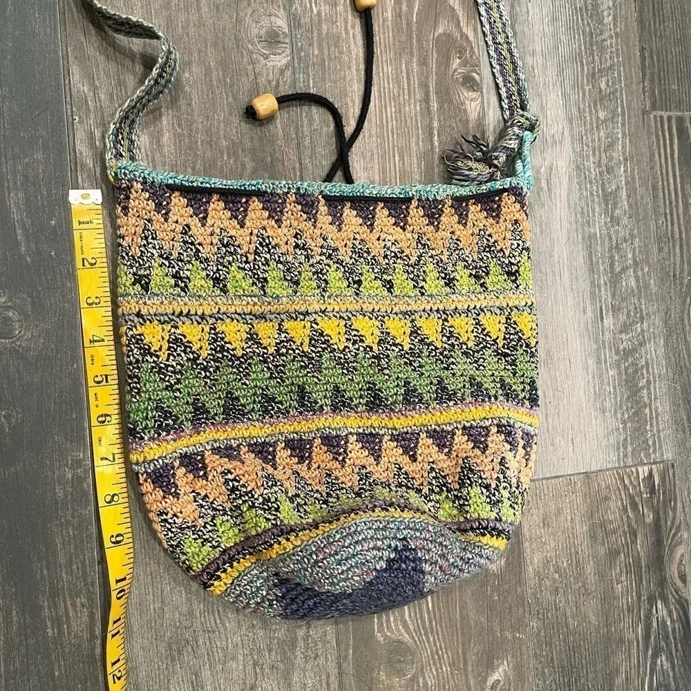 Oaxaca Mochila Bucket Purse Cross Body Shoulder Bag Knit Hobo Colorful Boho